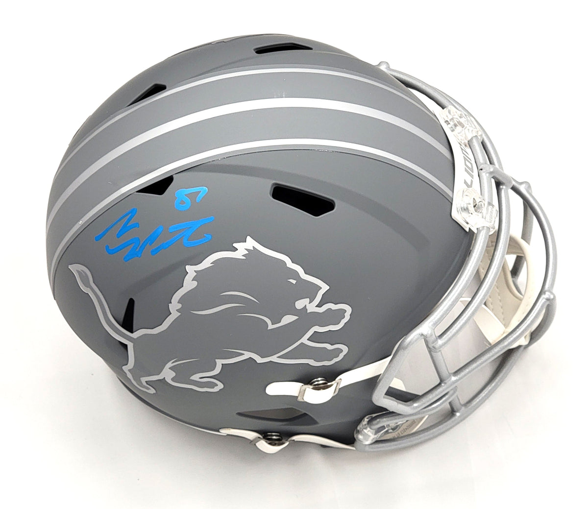 Detroit Lions Signed Slate Replica Helmet – Sam LaPorta Autographed | Beckett Witnessed