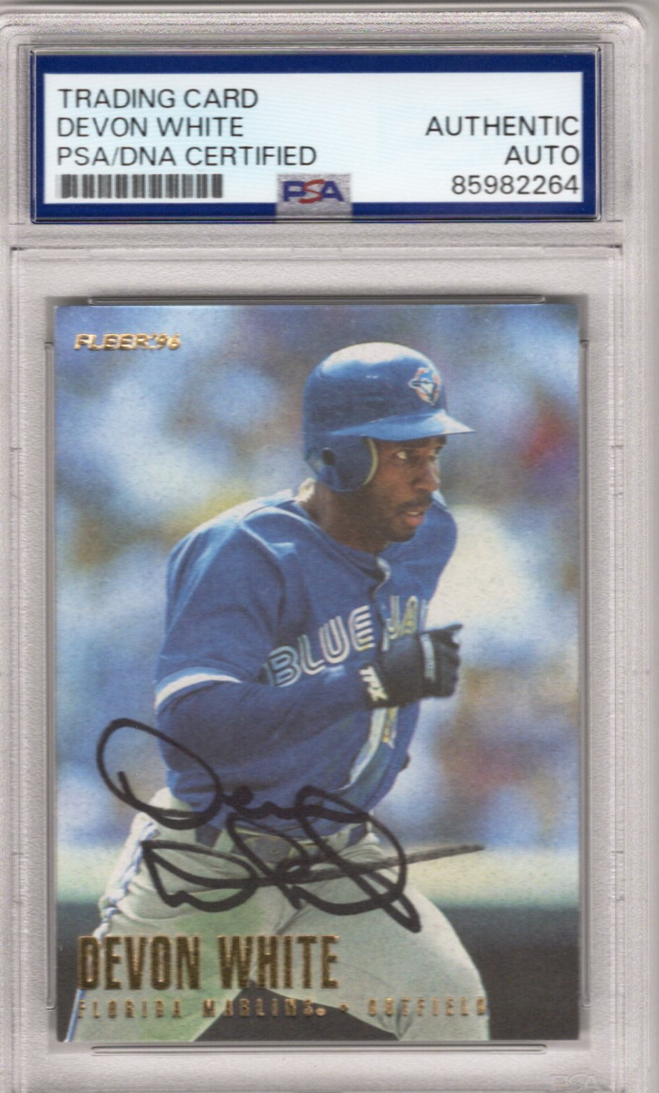 Devon White Autographed Florida Marlins 1996 Fleer Trading Card PSA AUTHENTIC AUTO
