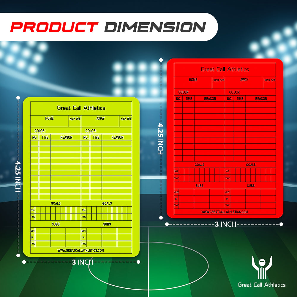 Great Call Athletics | Soccer Reusable Game Card Pro | Set of Yellow & Red | Erasable Match Data Record