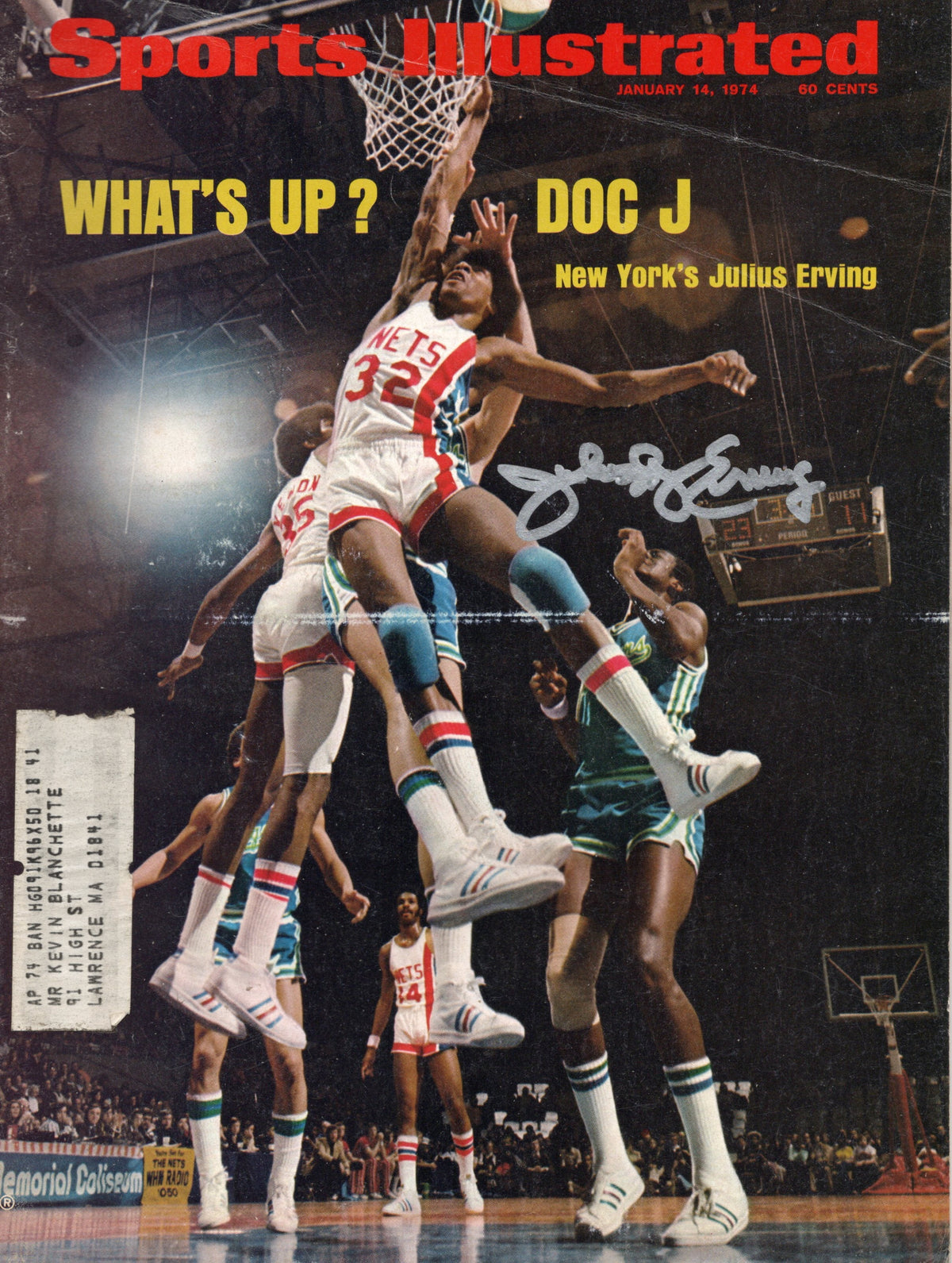 Julius Dr. J Erving Autographed ABA New York Nets Sports Illustrated Whats Up? Doc J 1/14/74 Beckett Witnessed