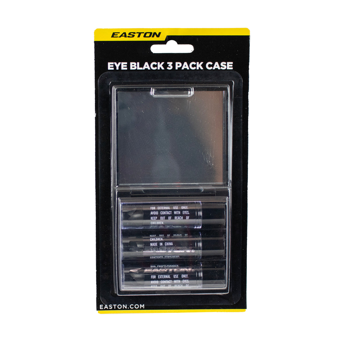 Easton eye black grease sticks 3-pack for reducing glare and improving visibility during baseball and softball games.