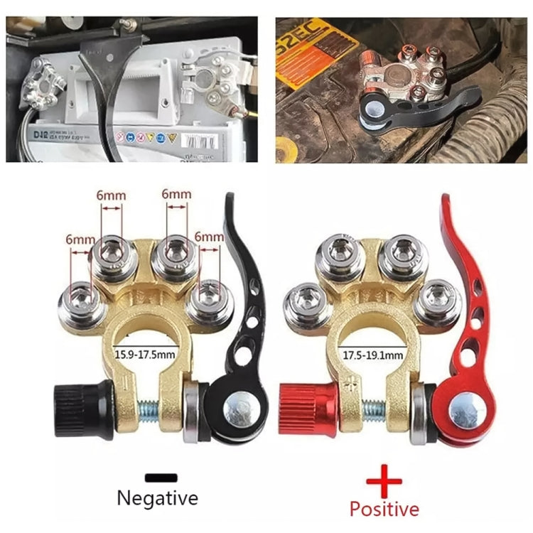 1 Pair Car Battery Terminals Quick Disconnect Cables Connectors, with L Wrench + Terminal, with L Wrench + - View 6
