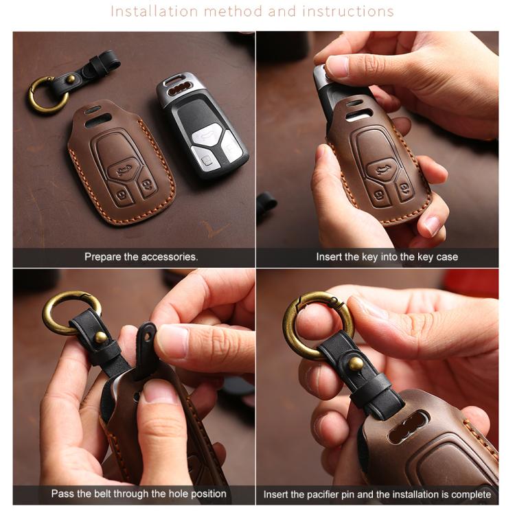 For Lexus RX270 / ES240 / LX570 Hallmo Crazy Horse Cowhide Car Key Protection Cover, For Lexus RX270 3-button - View 13