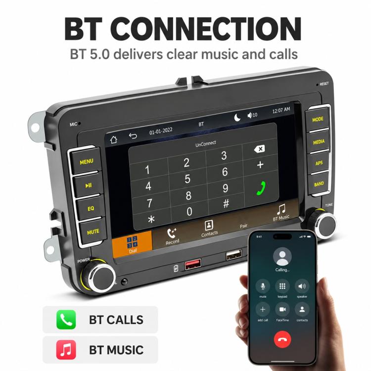 Car MP5 Player Phone Connectivity Bluetooth Reversing Camera for Volkswagen, F9074W 7 inch - View 14