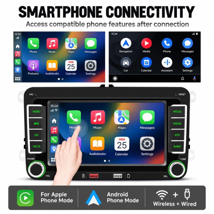Car MP5 Player Phone Connectivity Bluetooth Reversing Camera for Volkswagen, F9074W 7 inch - View 5