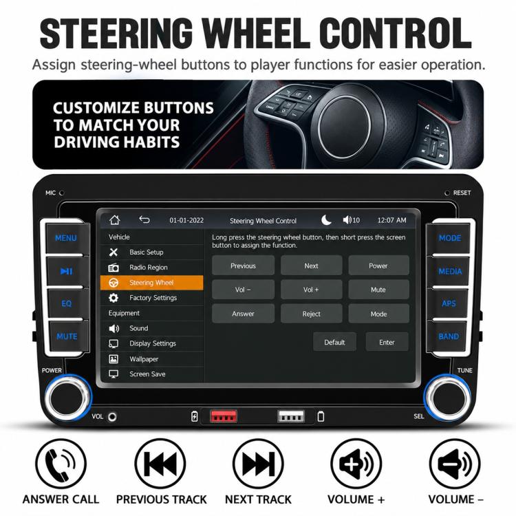 Car MP5 Player Phone Connectivity Bluetooth Reversing Camera for Volkswagen, F9074W 7 inch - View 10