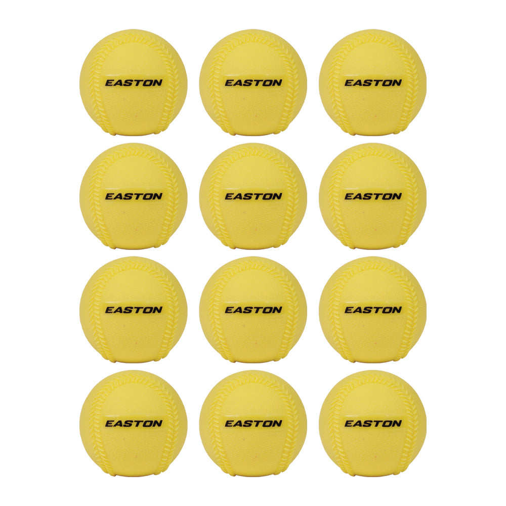 Easton heavy weight yellow training balls 12-pack designed for baseball and softball strength training, throwing drills, and skill development.