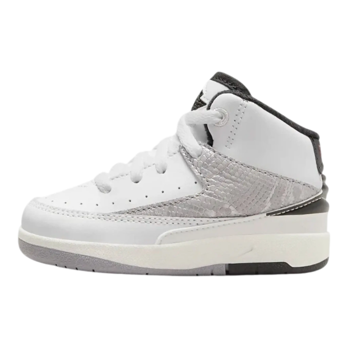 Air Jordan 2 Retro 'Python' Toddlers' (TD) Sneakers — White/Fire Red/Black/Cement Grey Leather