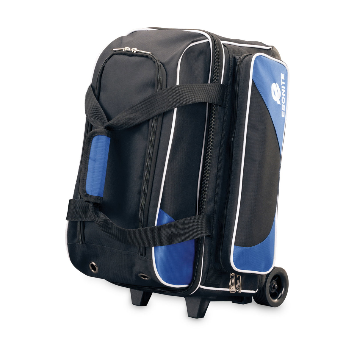 Ebonite Transport Double Roller, 2 Ball Wheeled Bowling Bag in Blue