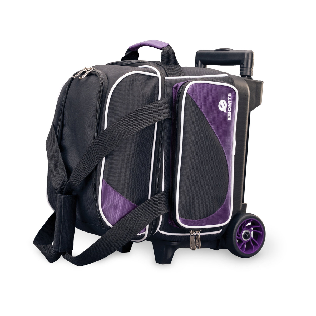 Ebonite Transport Single Roller, 1 Ball Wheeled Bowling Bag in Purple
