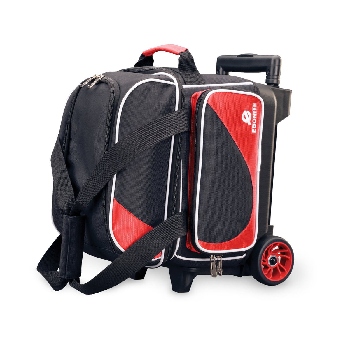 Ebonite Transport Single Roller, 1 Ball Wheeled Bowling Bag in Red