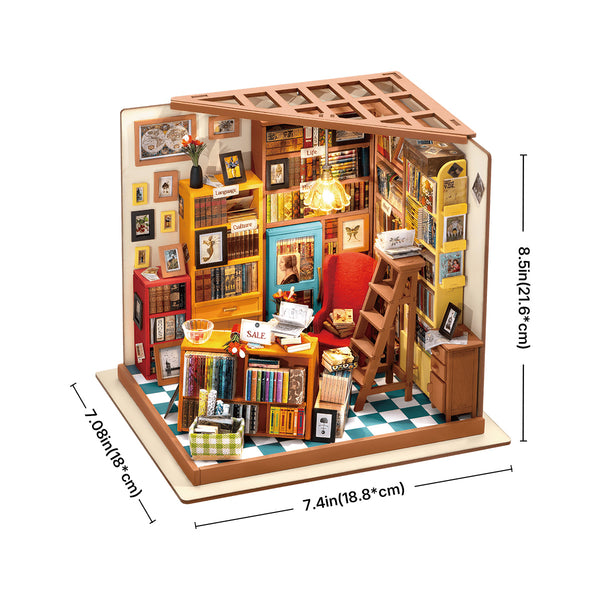 Rolife Sam's Study Library DIY Miniature House Kit DG102 - View 6