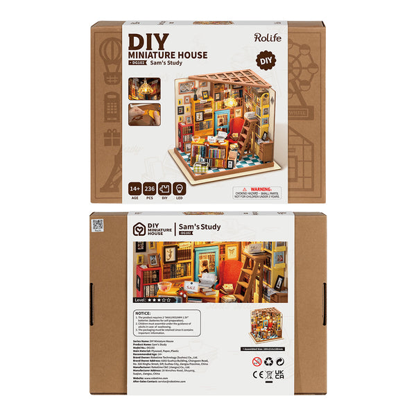 Rolife Sam's Study Library DIY Miniature House Kit DG102 - View 7