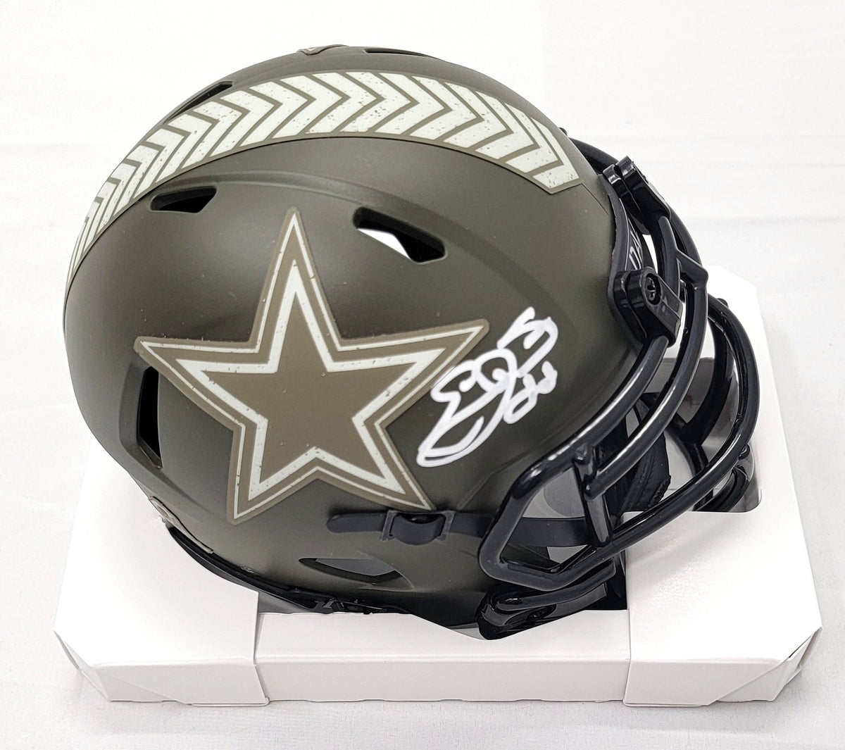 Emmitt Smith Autographed Dallas Cowboys STS Salute To Service Mini Helmet Beckett Witnessed