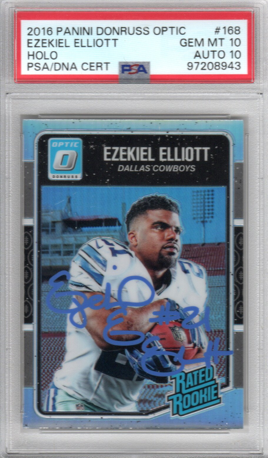 Ezekiel Elliott 2016 Donruss Optic #168 Auto PSA Gem MT 10 Rookie Card