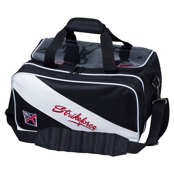 KR Fast Black White 2 Ball Double Tote With Shoe Pocket Bowling Bag