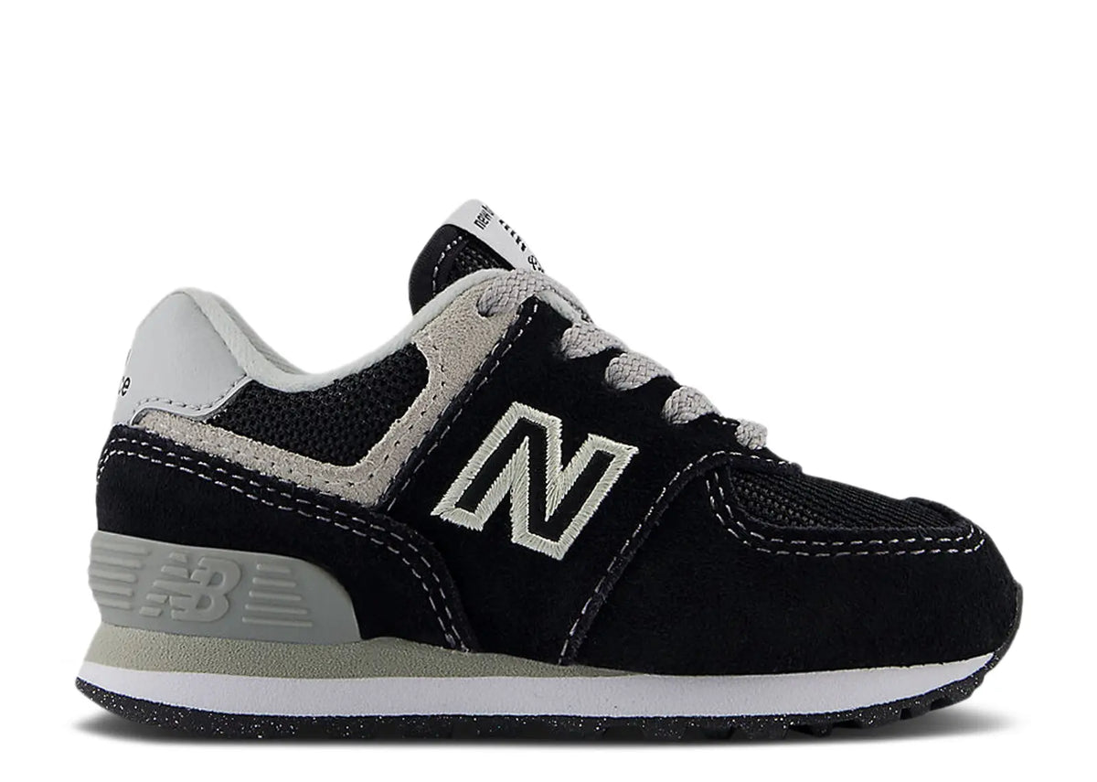New Balance 574 Core Toddlers' (TD) Sneakers — Black/White Suede Low-Top