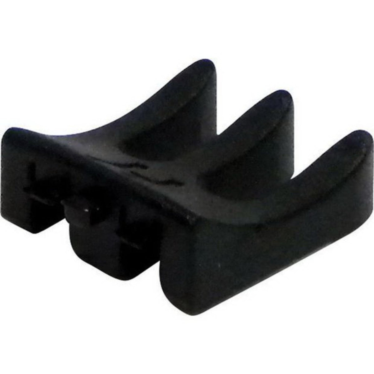 Badminton frame support adaptor designed to stabilize and protect the racket frame during stringing with contoured support points.