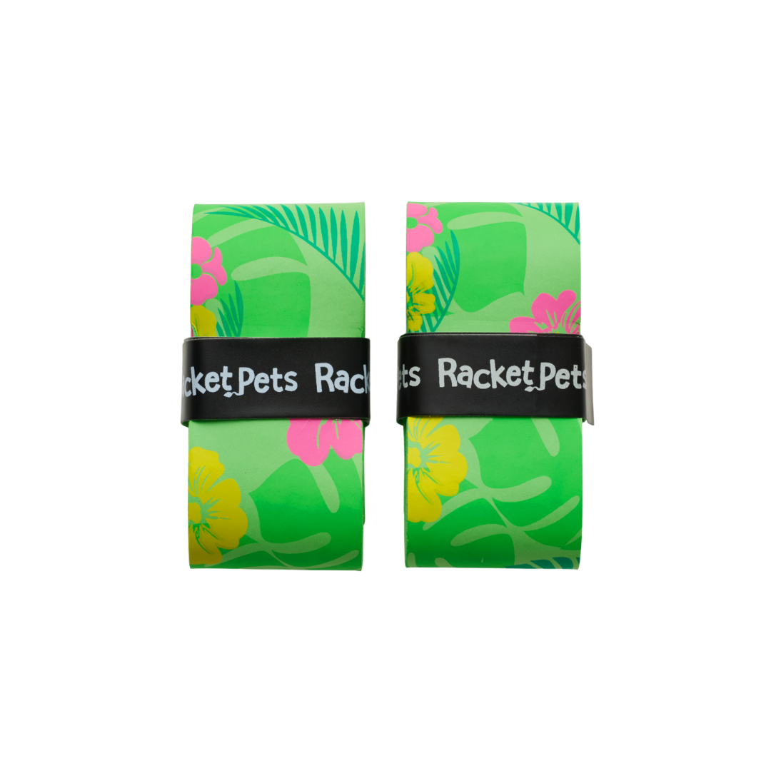 Racket Pets Tennis Overgrip 2 Pack, Animal Print in Paradise Green - Front View