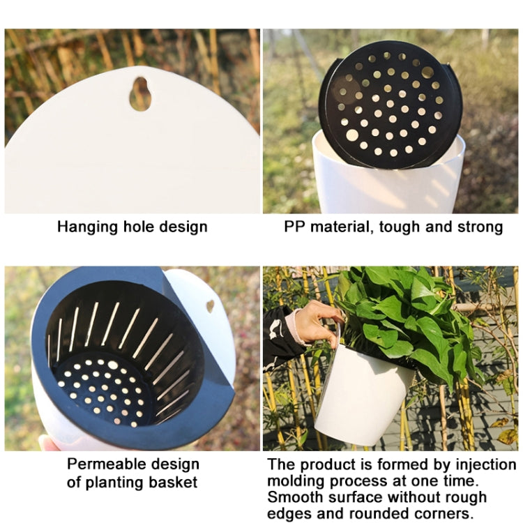 Self-Watering Planter Grow Plants Lazy Flower Pots Wall-hanging Round Resin Plastic Flower Pots, Size - View 4