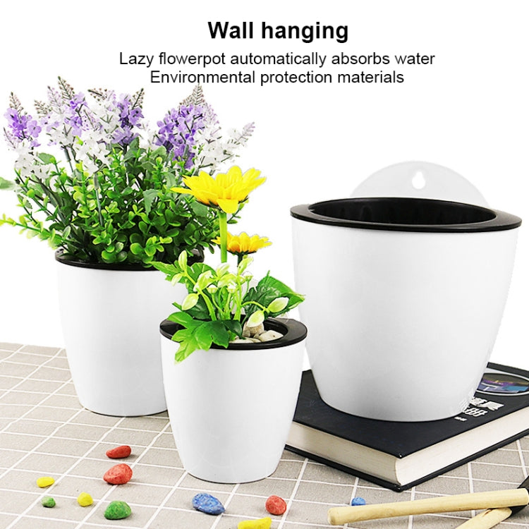 Self-Watering Planter Grow Plants Lazy Flower Pots Wall-hanging Round Resin Plastic Flower Pots, Size - View 5