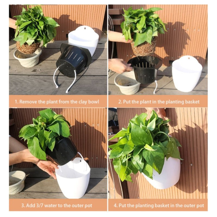 Self-Watering Planter Grow Plants Lazy Flower Pots Wall-hanging Round Resin Plastic Flower Pots, Size - View 6