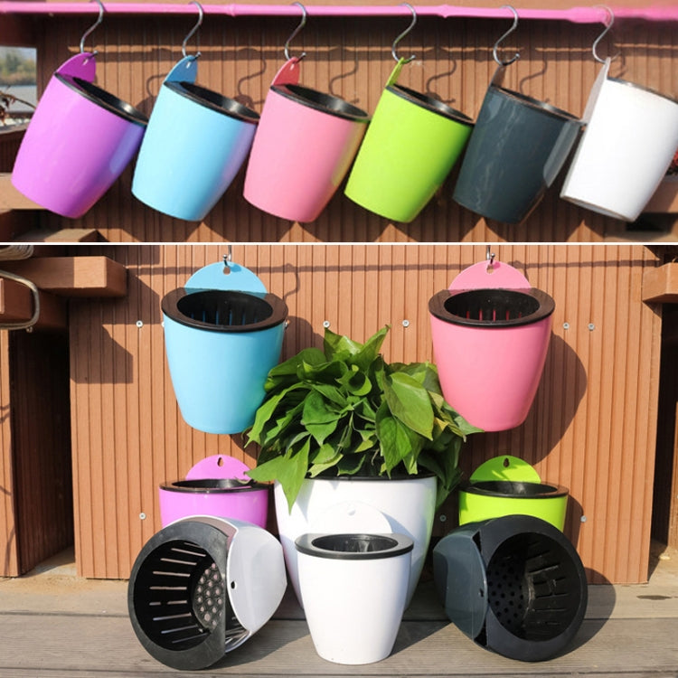 Self-Watering Planter Grow Plants Lazy Flower Pots Wall-hanging Round Resin Plastic Flower Pots, Size - View 9