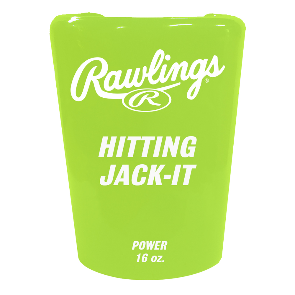 Rawlings Hitting Jack-It bat weight in bright green, 16 oz training accessory designed to slide onto a baseball bat to help build swing strength and improve warm-up hitting power. ⚾