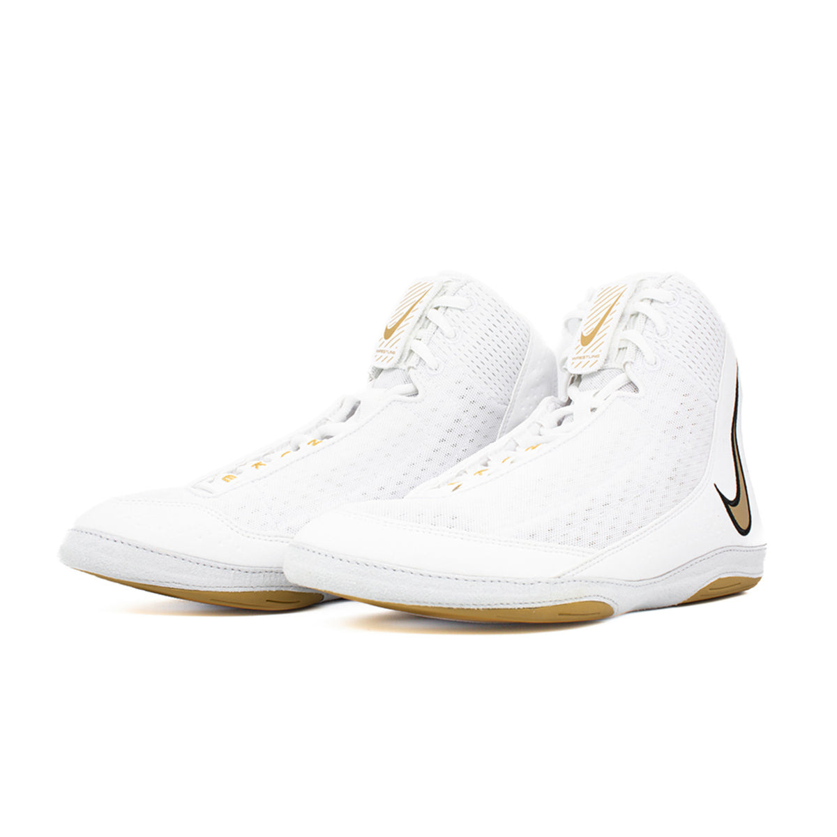 Nike Inflict 4 Unisex White/Metallic Gold And Black Wrestling Shoes