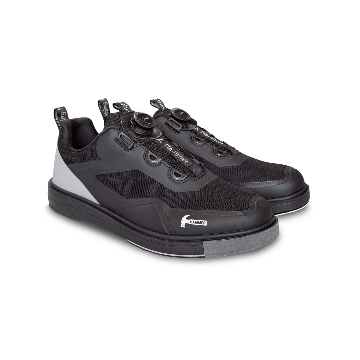 Hammer Vibe Black/Grey Mens Bowling Shoes - Left Hand Medium - Hammer Vibe Black-Grey 3qtr View Right 1600x1600