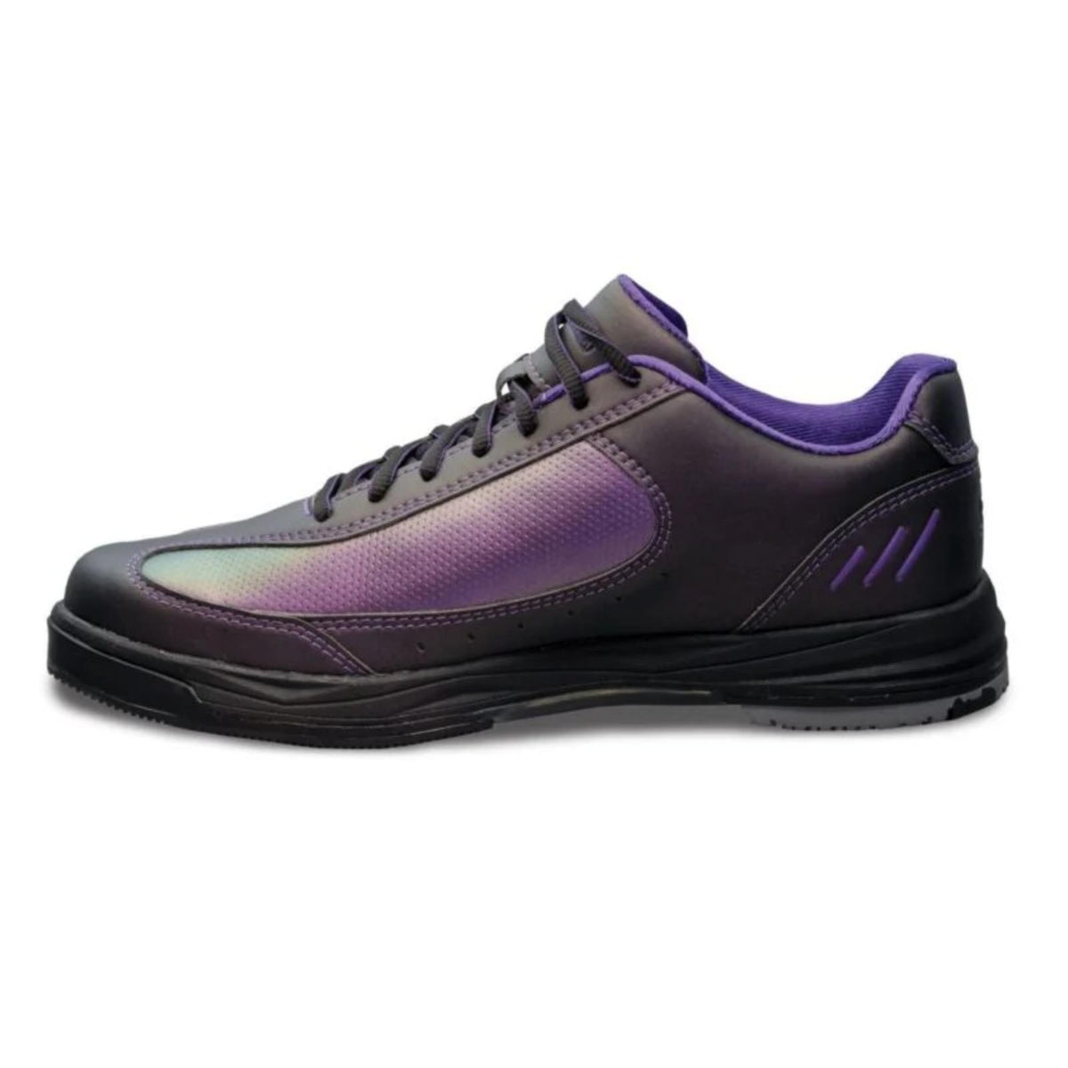 Pair of right-hand bowling shoes featuring a low-profile lace-up design with smooth synthetic uppers, cushioned soles, and supportive construction for comfort and controlled slide on the lanes.