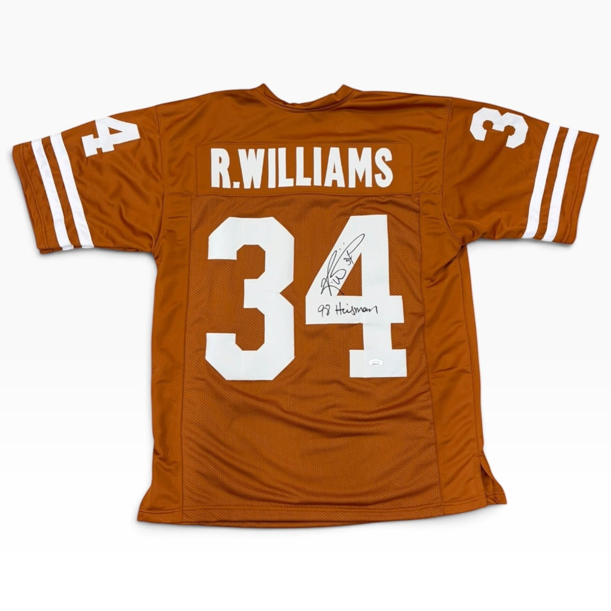 Ricky Williams Autographed Texas Longhorns (Orange #34) Custom Jersey w/ "1998 Heisman"