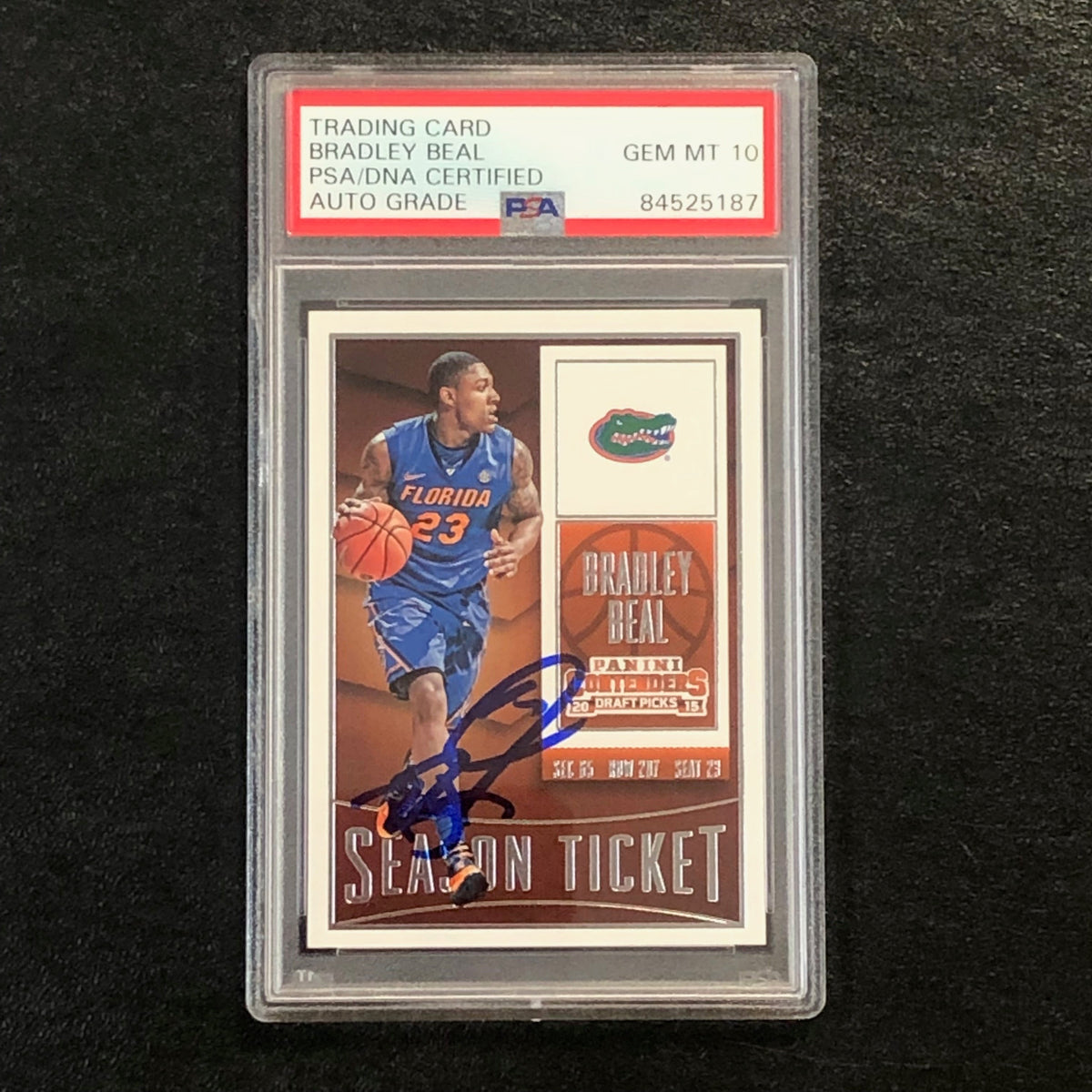 Front of Bradley Beal Contenders Draft Picks #12 signed card in PSA/DNA holder
