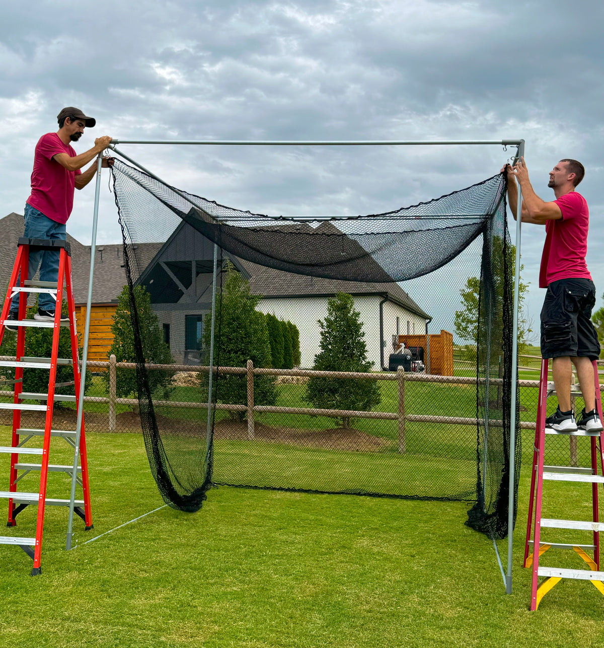 Cimarron 10x10x10 Masters Golf Net with Frame Kit, 5x5 TeeLine Golf Mat, & Ball Tray - Alternate View 2