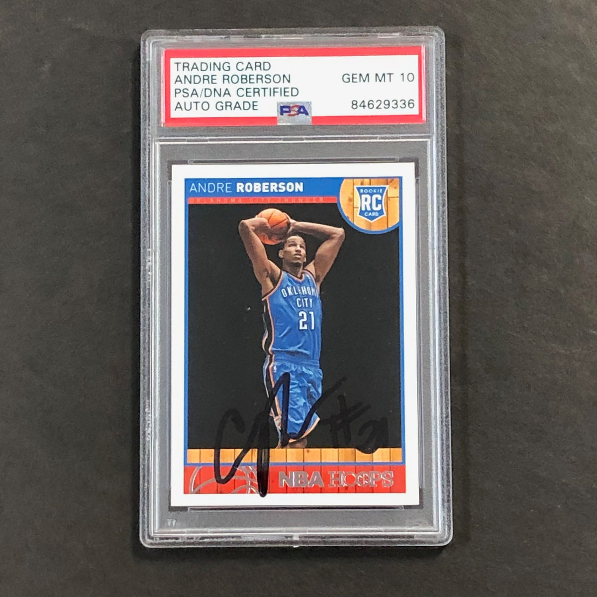 Front of Andre Roberson NBA Hoops #286 signed card in PSA/DNA holder
