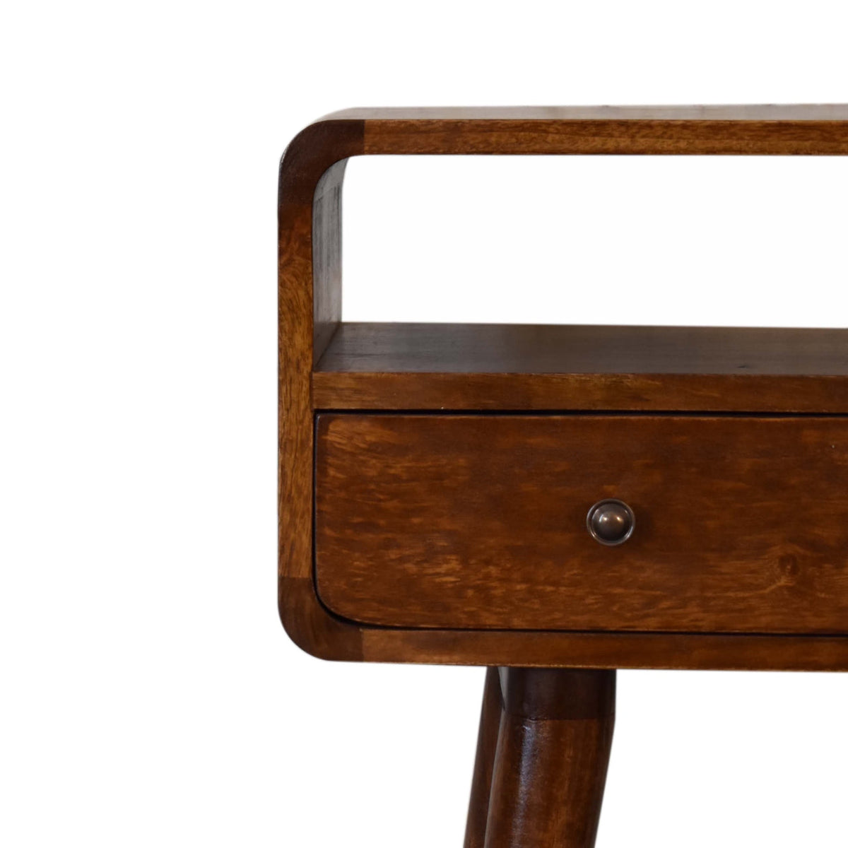 Mini Console Table with Chestnut Finish, Two Drawers and Open Slot - View 5