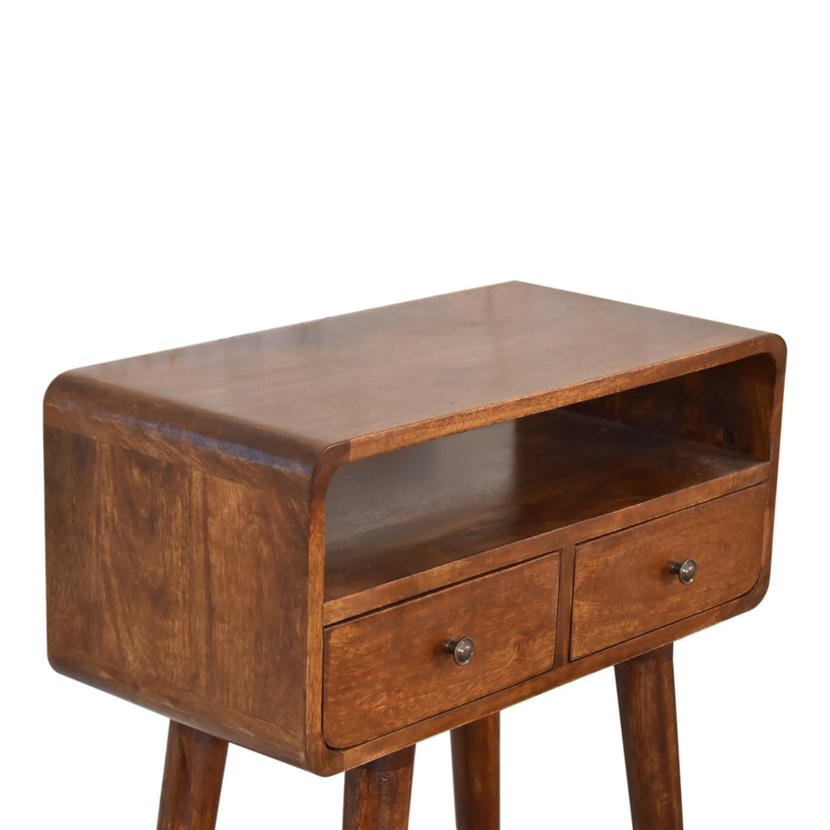 Mini Console Table with Chestnut Finish, Two Drawers and Open Slot - View 6
