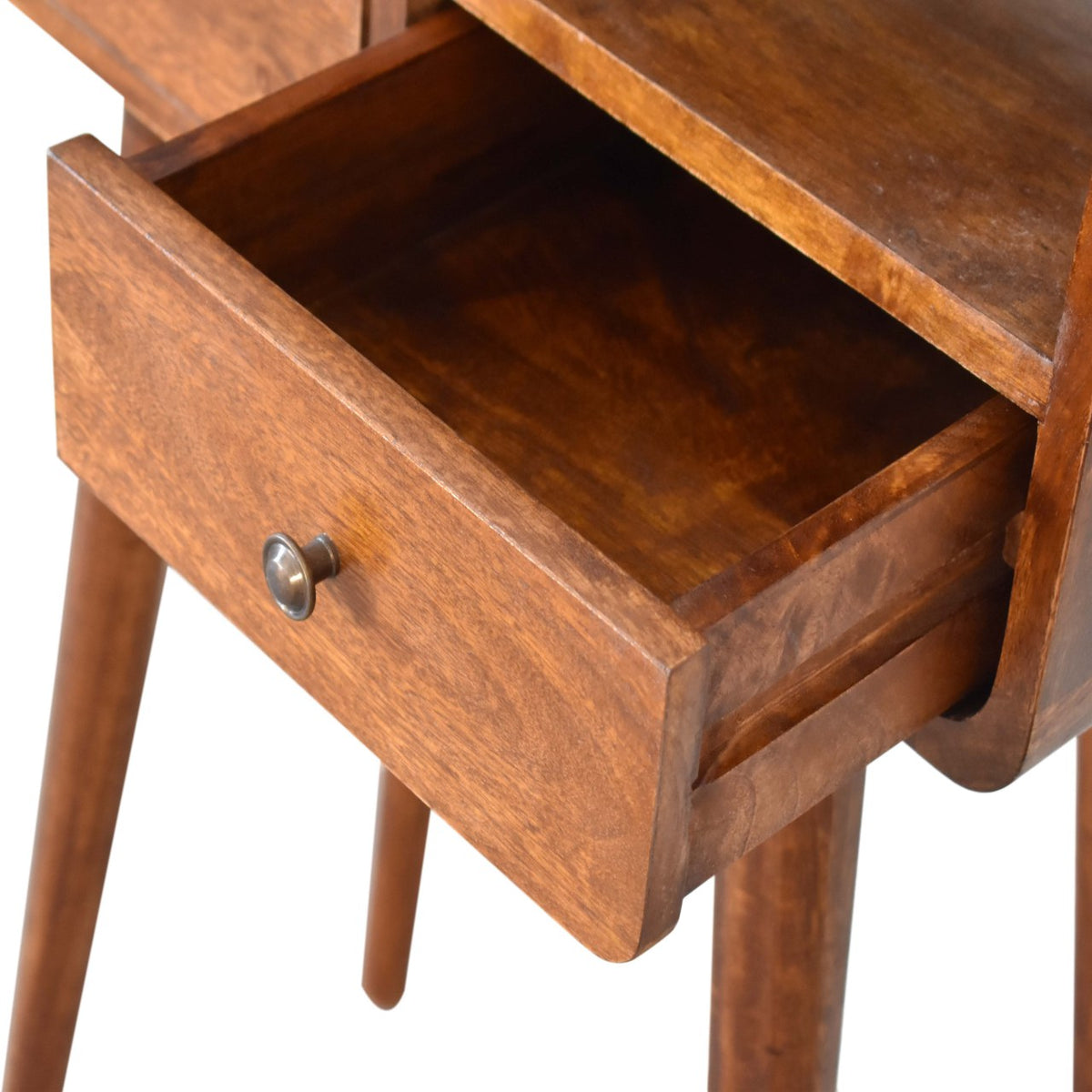 Mini Console Table with Chestnut Finish, Two Drawers and Open Slot - View 8