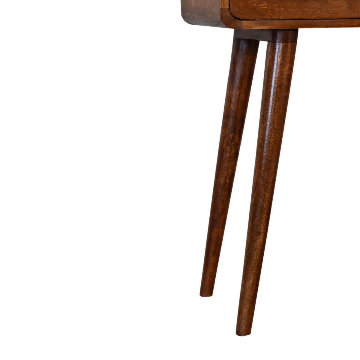 Mini Console Table with Chestnut Finish, Two Drawers and Open Slot - View 9