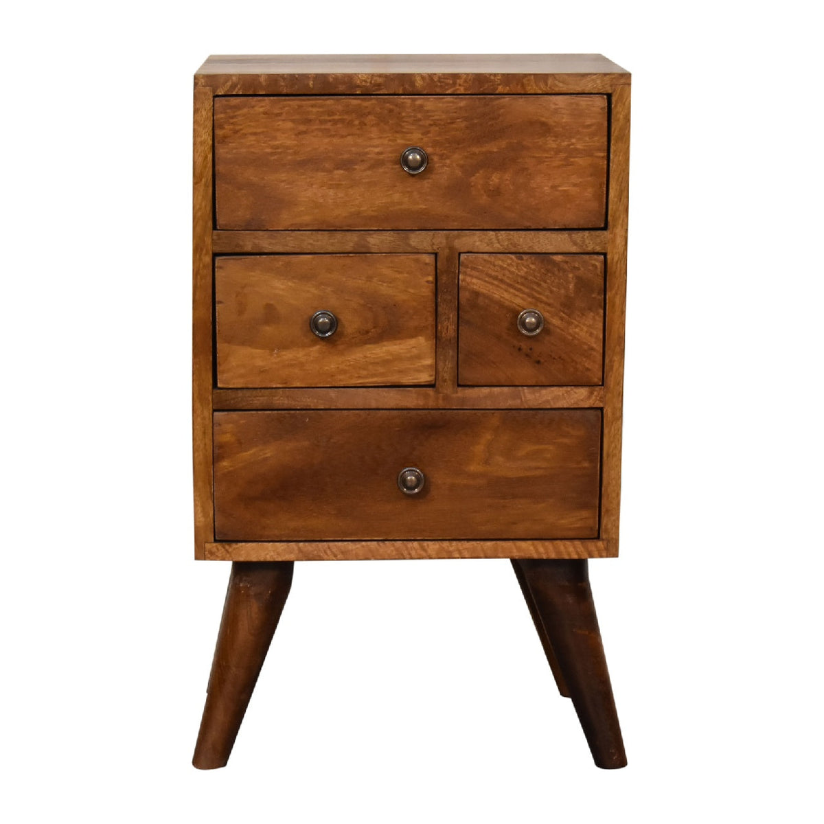 4-Drawer Chestnut Nightstand in Solid Mango Wood - View 2