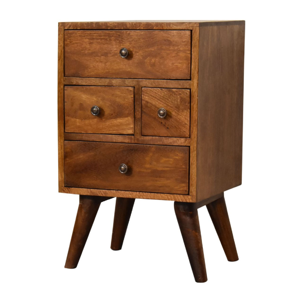 4-Drawer Chestnut Nightstand in Solid Mango Wood - View 4