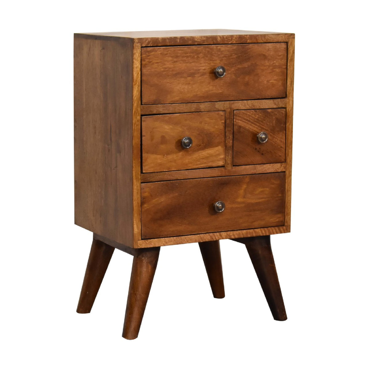 4-Drawer Chestnut Nightstand in Solid Mango Wood - View 5