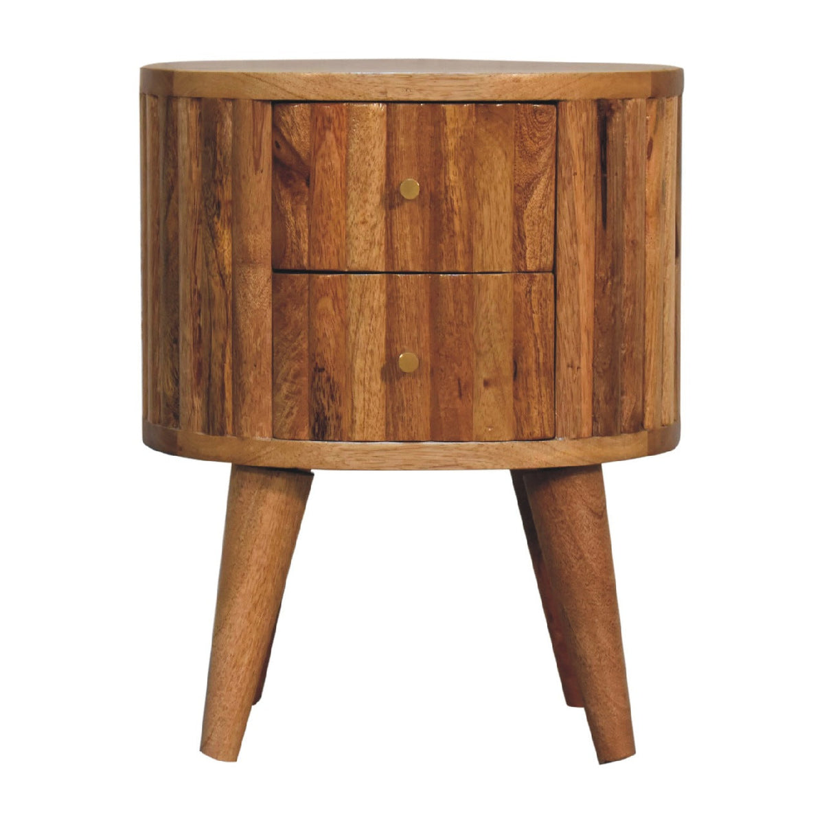 Stripe Nightstand, Solid Mango Wood, Two Drawers - View 2