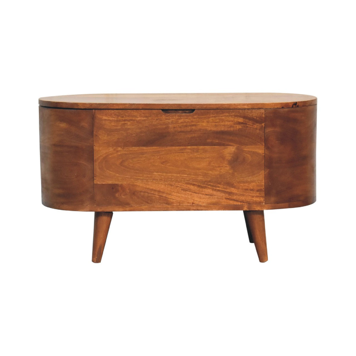 Rounded Solid Mango Wood Blanket Box - View 2