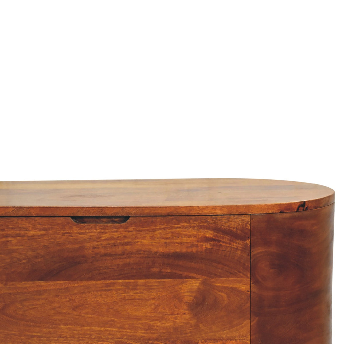 Rounded Solid Mango Wood Blanket Box - View 5