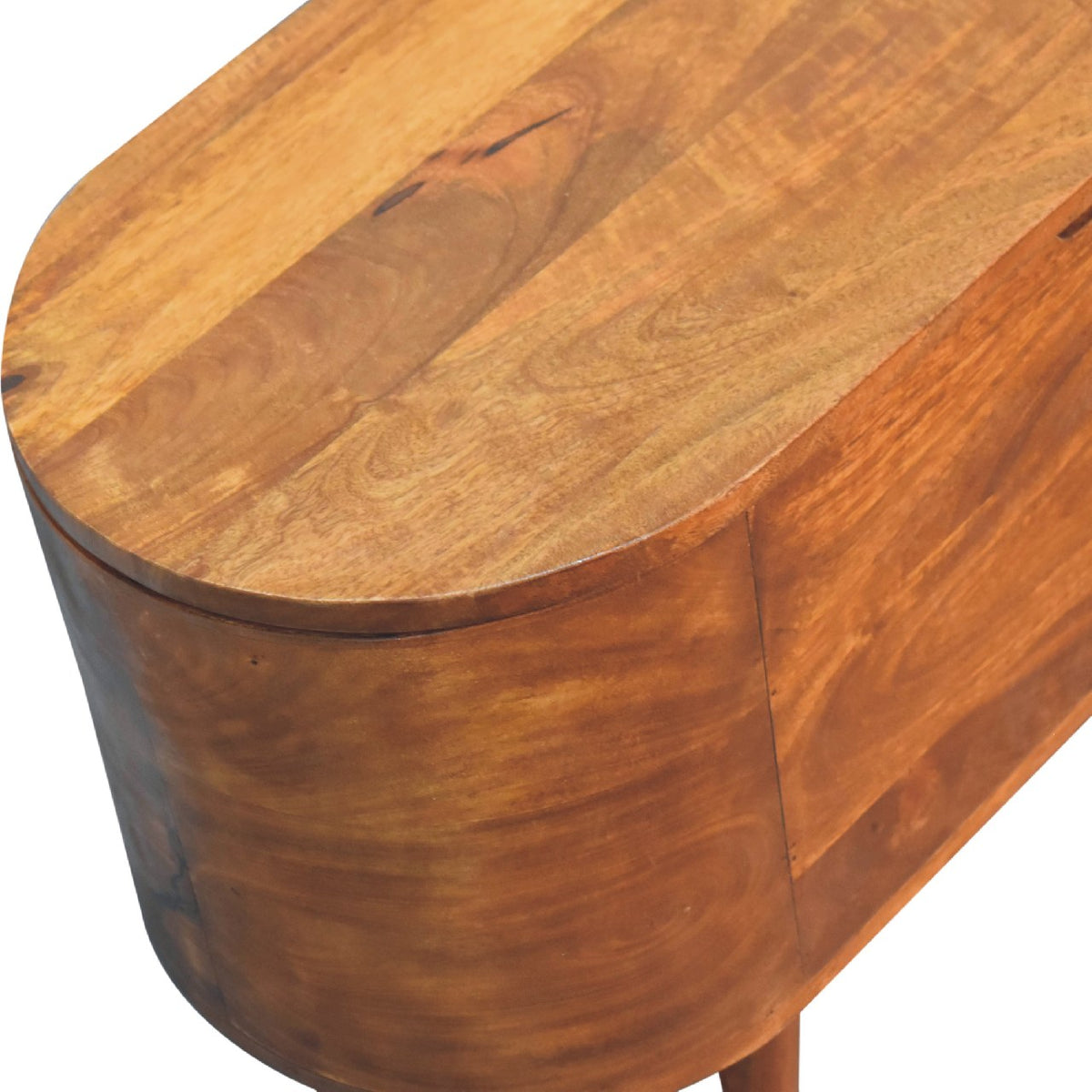 Rounded Solid Mango Wood Blanket Box - View 6