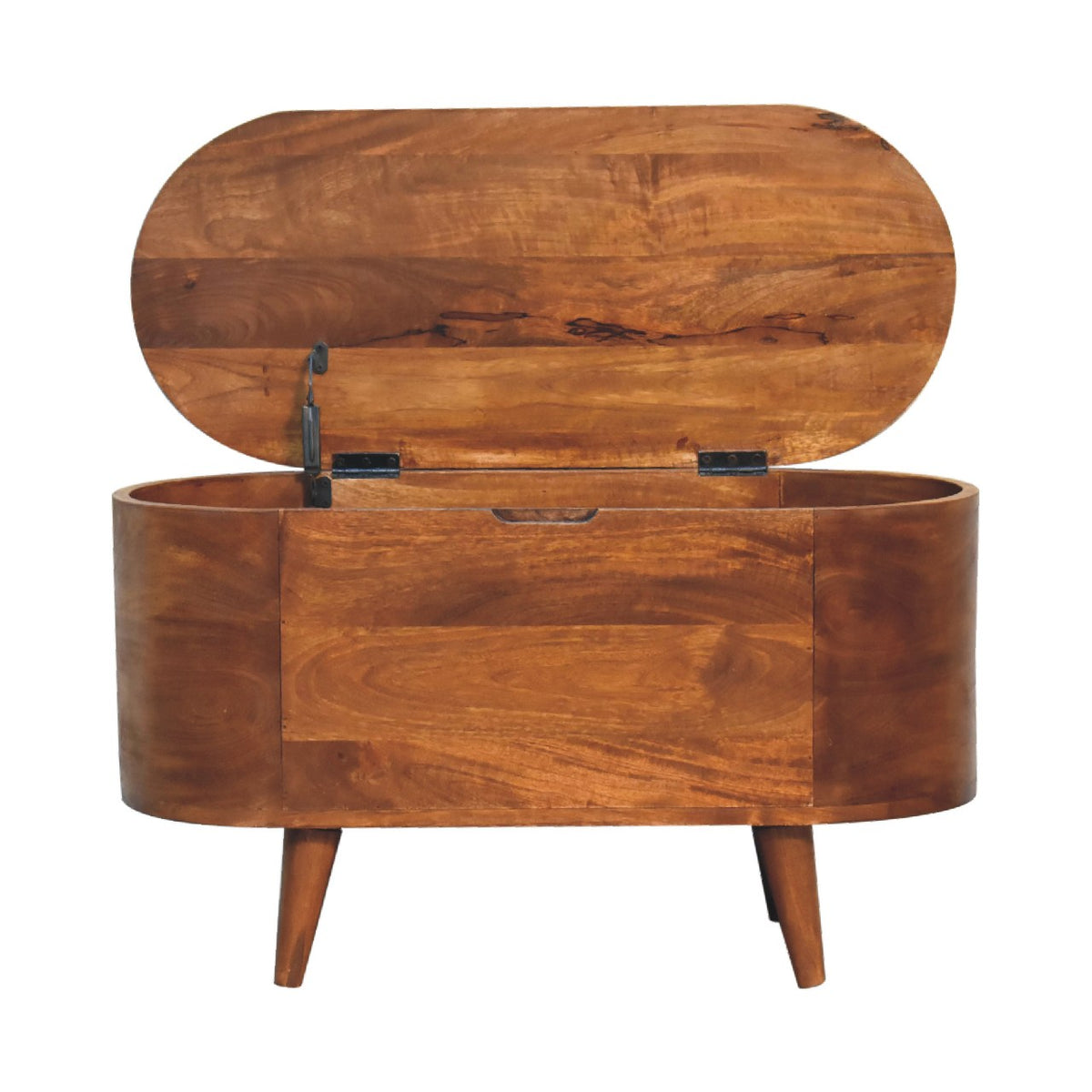Rounded Solid Mango Wood Blanket Box - View 7