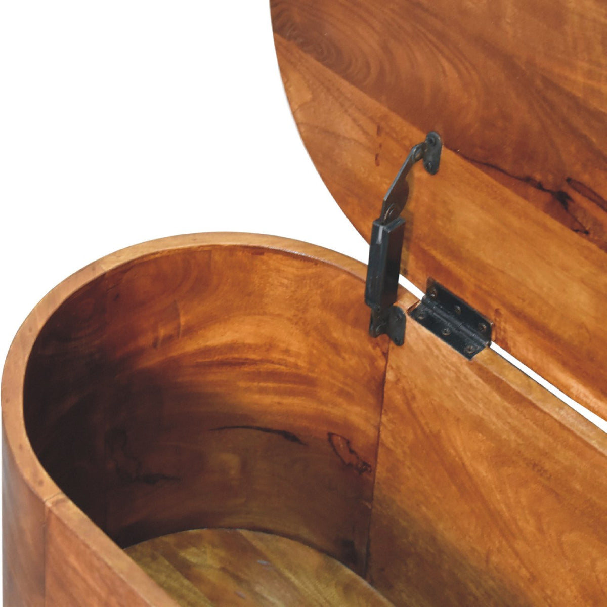 Rounded Solid Mango Wood Blanket Box - View 8