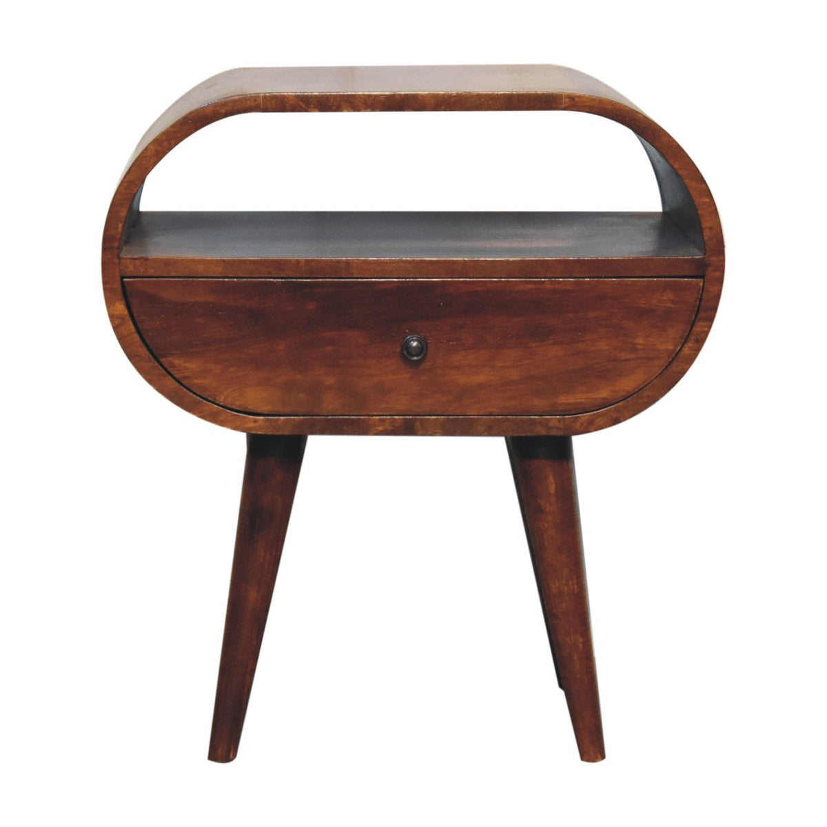 Large Chestnut Round Bedside Table - View 3