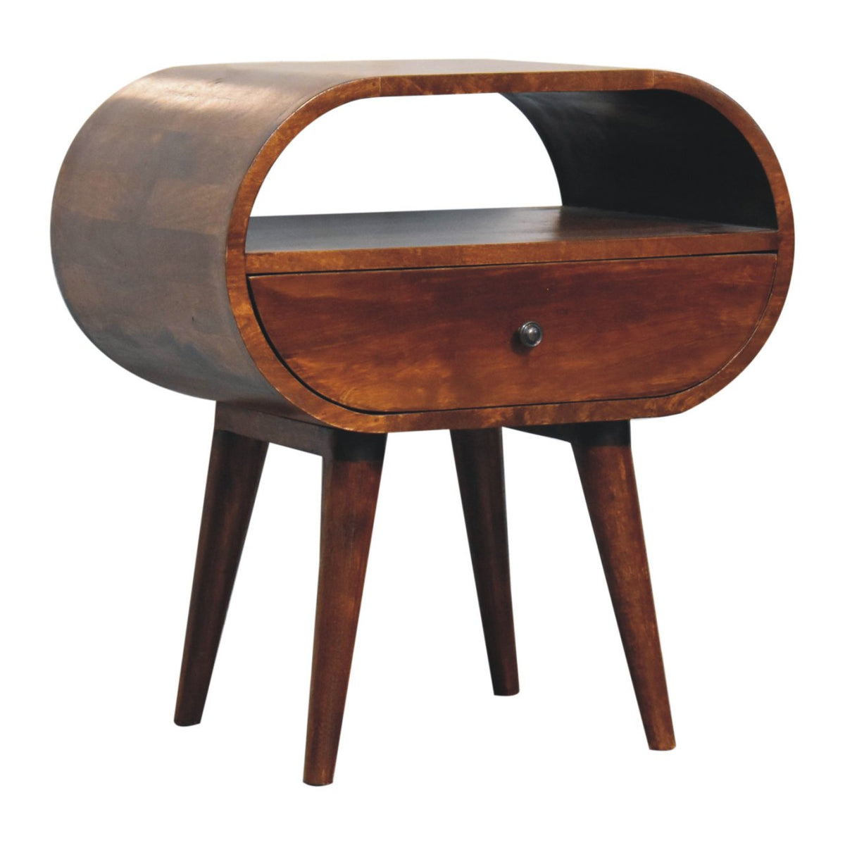 Large Chestnut Round Bedside Table - View 5